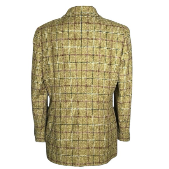 90s LANDS' END Wool Blazer Green Plaid Women's Jacket Size 10 Vintage Preppy - Picture 3 of 9